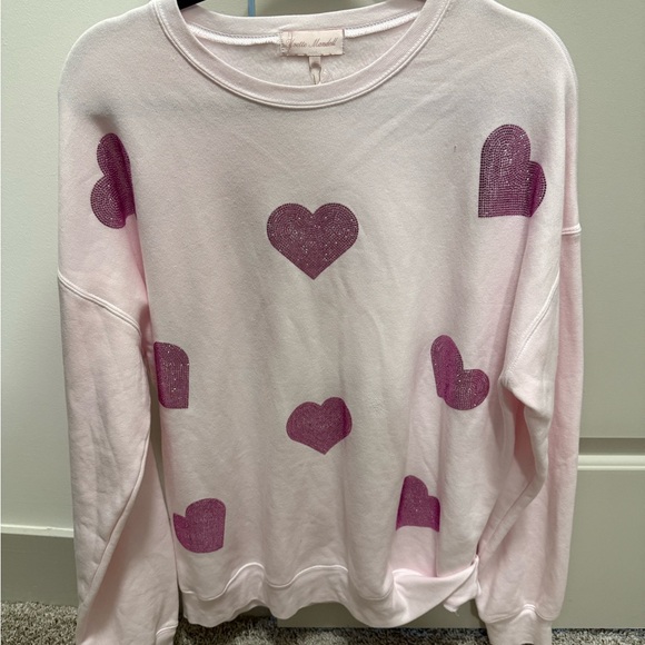 Yvette Mandell Large Pink Hearts Gem's Sweatshirt. 💗⚡️